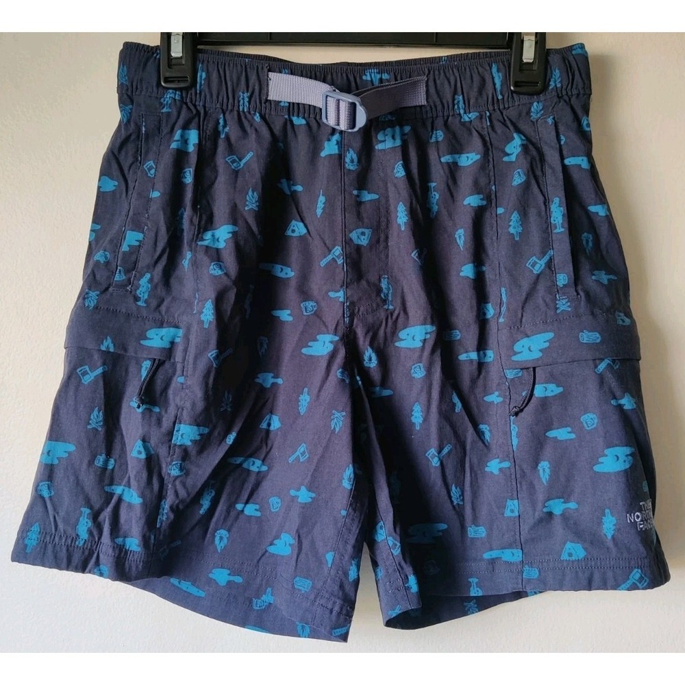 The North Face Men's Class V Belted 7" Camping Print Active Shorts Blue‎ Size S